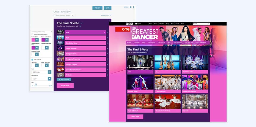  BBC Greatest Dancer vote in campaign manager