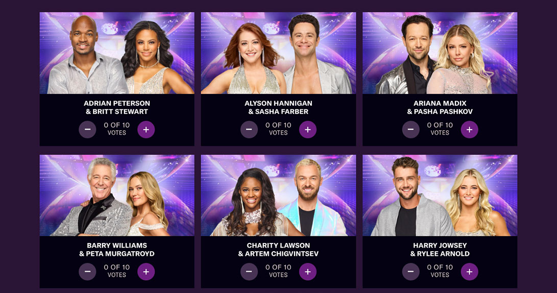DWTS online voting page